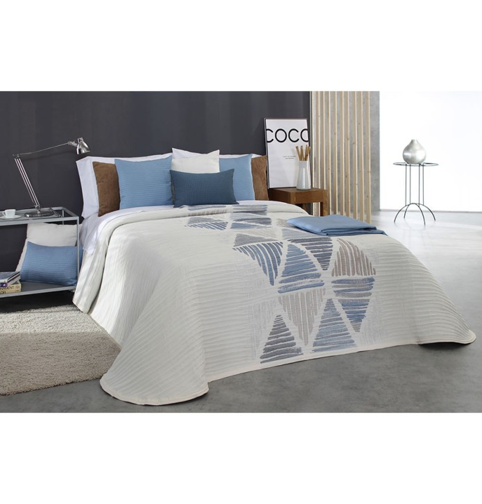 Couvre lit jacquard réversible Lynch bleu Reig Marti - Blancollection