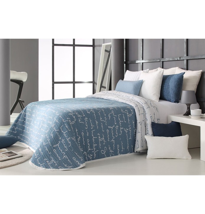 Couvre lit jacquard Daryl bleu Reig Marti - Blancollection