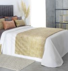 Chemin de lit velours Darcy jaune or Reig Marti - Blancollection