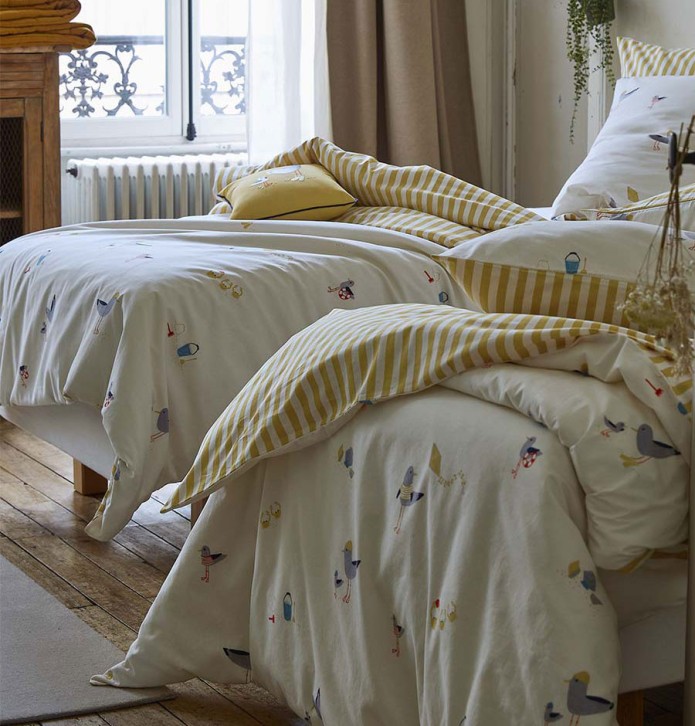 Parure de lit coton lavé Grandes vacances Sylvie Thiriez - Blancollection