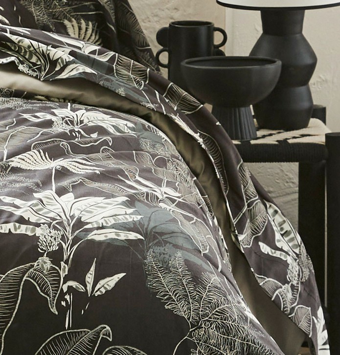 Parure de lit satin Cayenne ébène Tradilinge - Blancollection