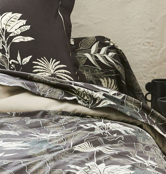 Parure de lit satin Cayenne ébène Tradilinge - Blancollection