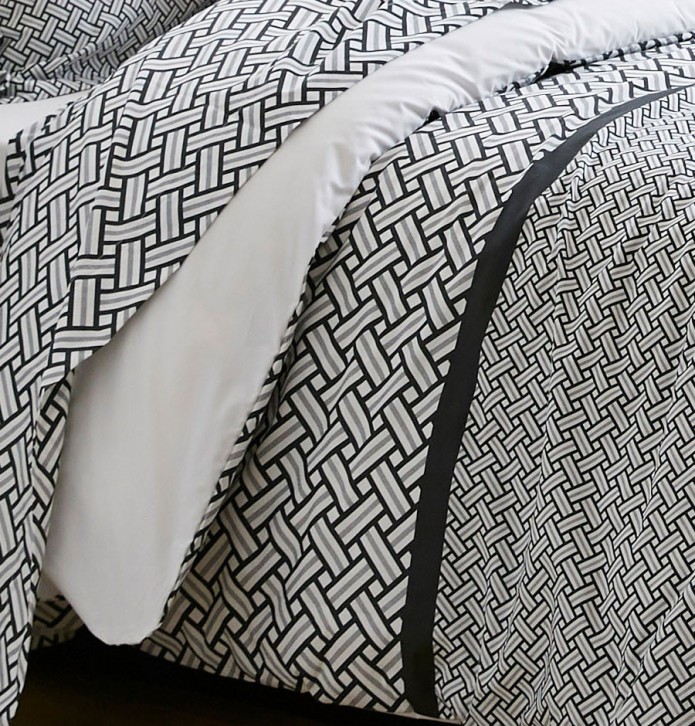Housse de couette percale Riviera réglisse Tradilinge - Blancollection