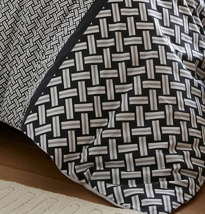 Housse de couette percale Riviera réglisse Tradilinge - Blancollection