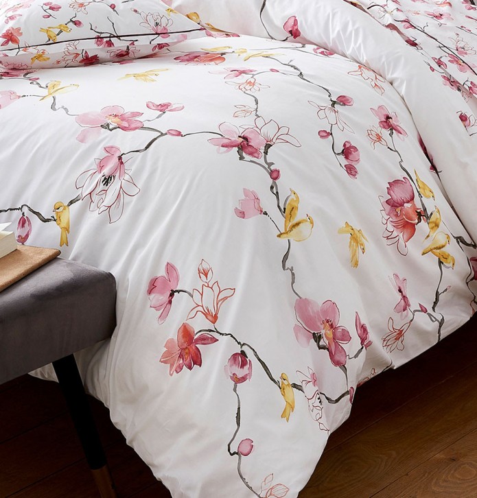 Parure de lit percale Elisa rose Tradilinge - Blancollection