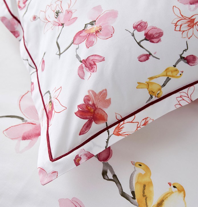 Parure de lit percale Elisa rose Tradilinge - Blancollection