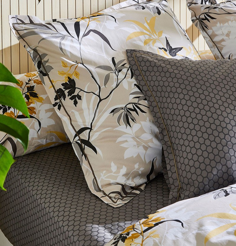 Taie d'oreiller percale Asia beige Tradilinge