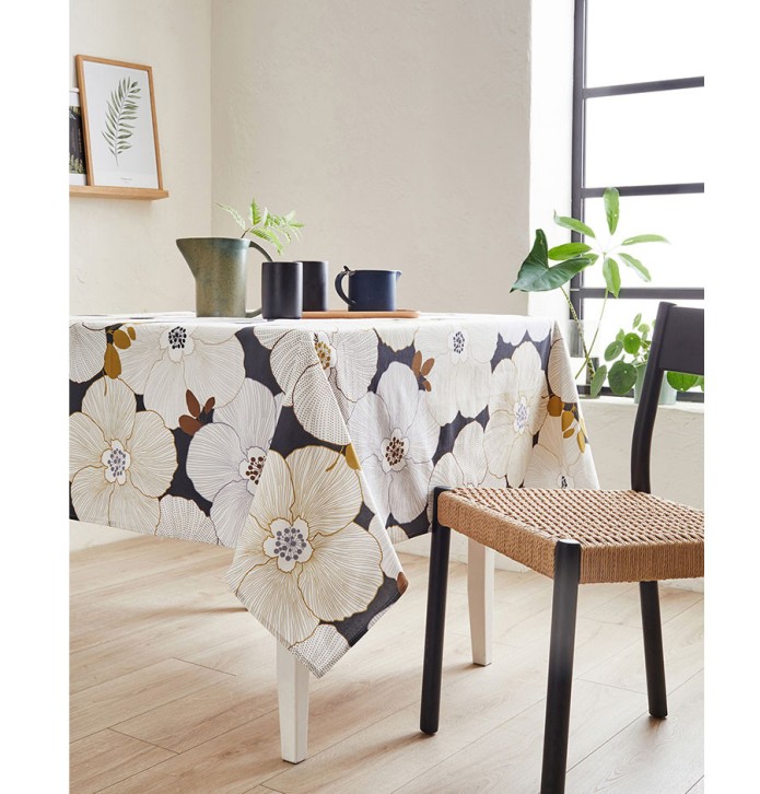 Nappe coton enduite Anémone Nydel - Blancollection