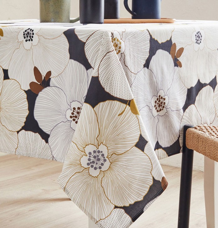 Nappe coton enduite Anémone Nydel - Blancollection