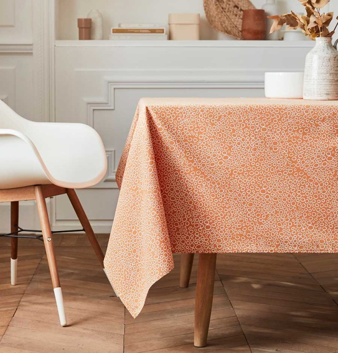 Nappe coton enduite PVC Bulle safran Nydel Nappe coton enduite PVC Bulle safran Nydel