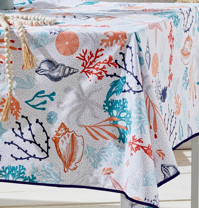 Nappe coton enduite Sea Life Nydel - Blancollection