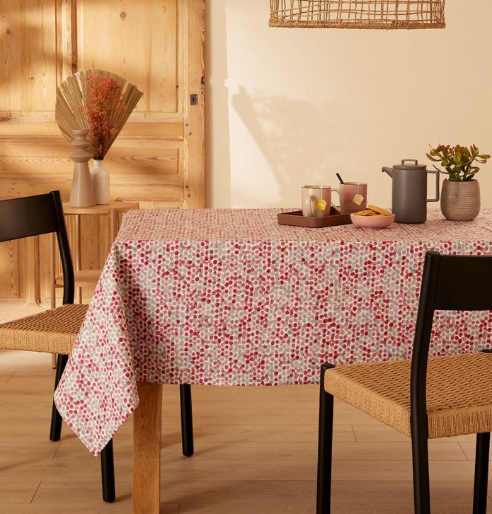 Nappe coton enduite Perle rouge Nydel