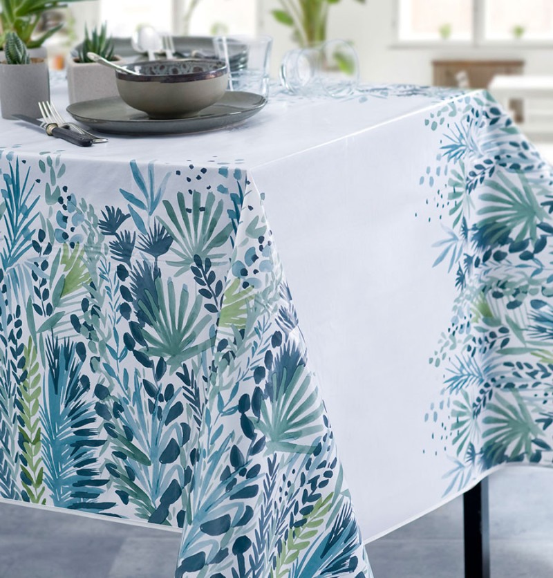 Toile cirée : nappe à motif Jungle - blanc - MPM