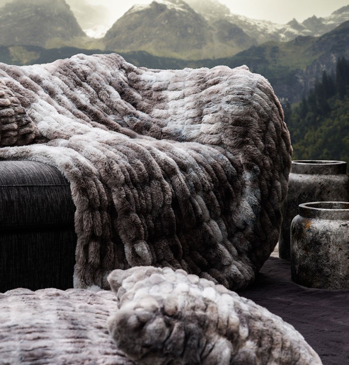 Plaid fausse fourrure Zibeline angora Vent du Sud - Blancollection