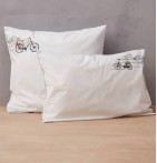 Taie d'oreiller percale Amsterdam Sylvie Thiriez - Blancollection