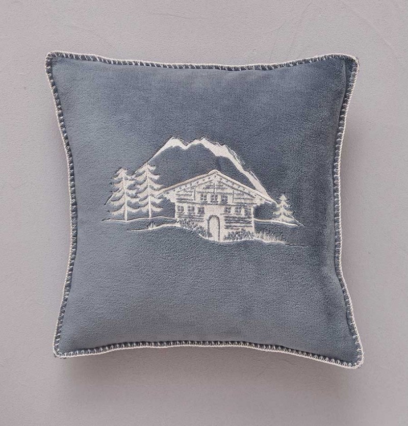 Housse coussin polaire Chalet d'alpage Sylvie Thiriez