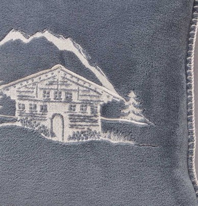Housse coussin polaire Chalet d'alpage Sylvie Thiriez