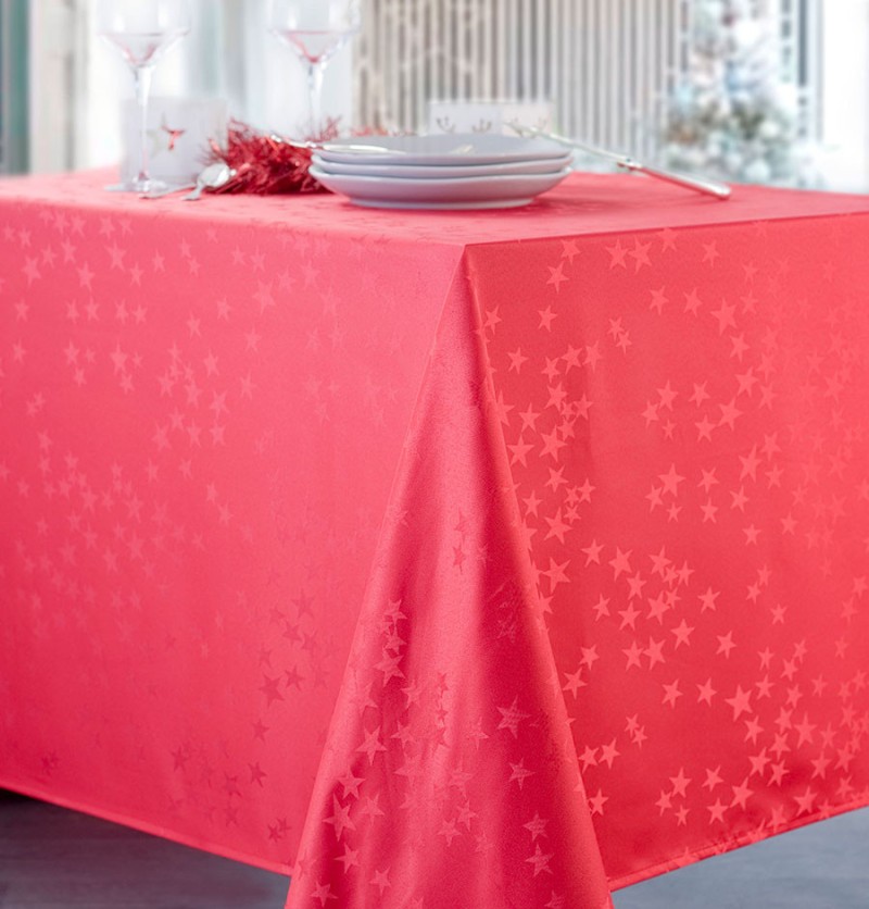 Nappe damassée polyester Dove rouge Calitex