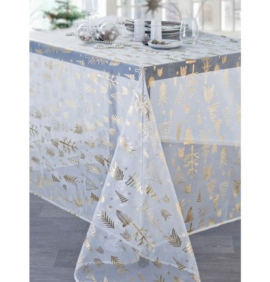 Nappe organza Sapin or/argent Calitex
