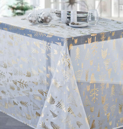 Nappe organza Sapin or/argent Calitex