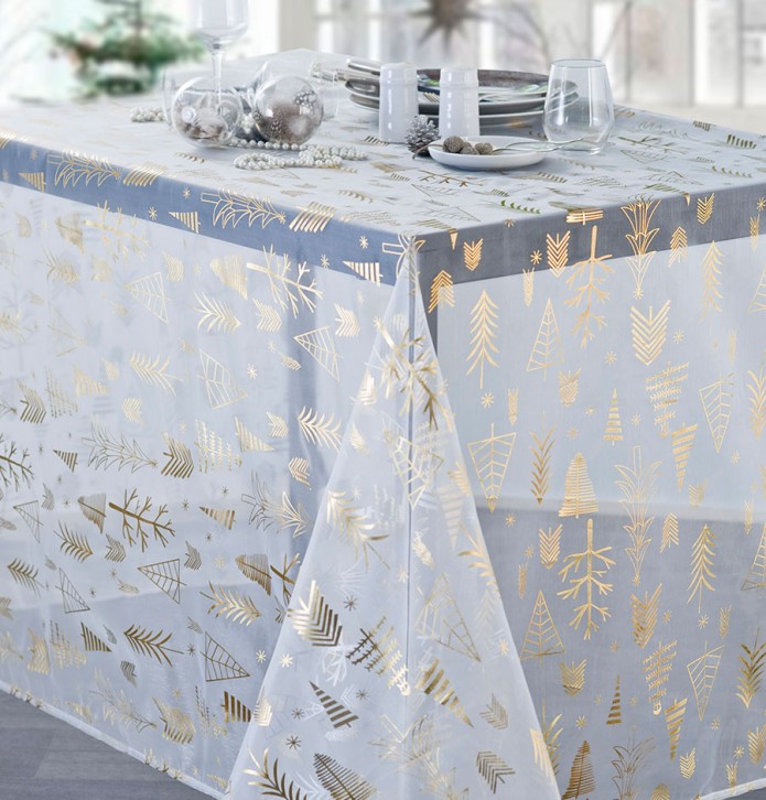 Nappe organza Sapin or/argent Calitex Nappe organza Sapin or/argent Calitex