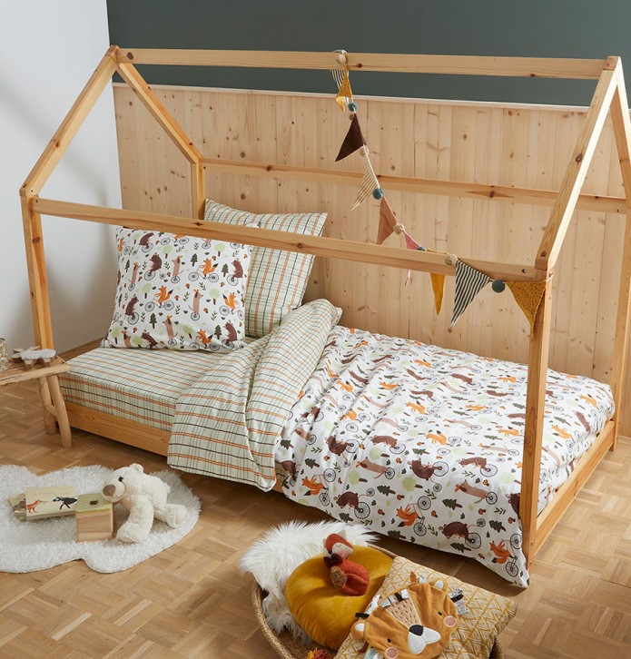 Taie d'oreiller enfant Forêt à bicyclette La maison de Balmy - Blancollection