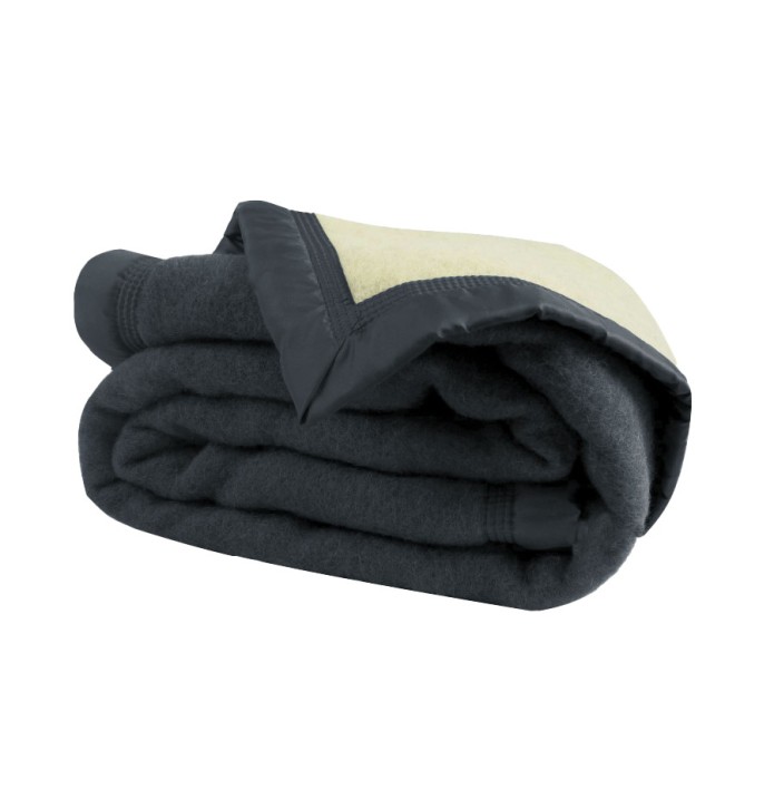 Couverture pure laine vierge Woolmark 800g/m² gris anthracite Ourson Couverture pure laine vierge Woolmark 800g/m² gris anthracite Ourson