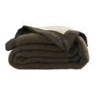 Couverture pure laine vierge Woolmark 730g/m² chocolat Ourson