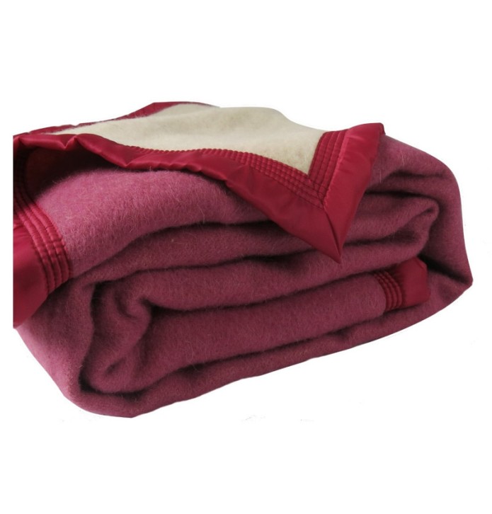 Couverture pure laine vierge Woolmark 600g/m² pivoine Ourson Couverture pure laine vierge Woolmark 600g/m² pivoine Ourson