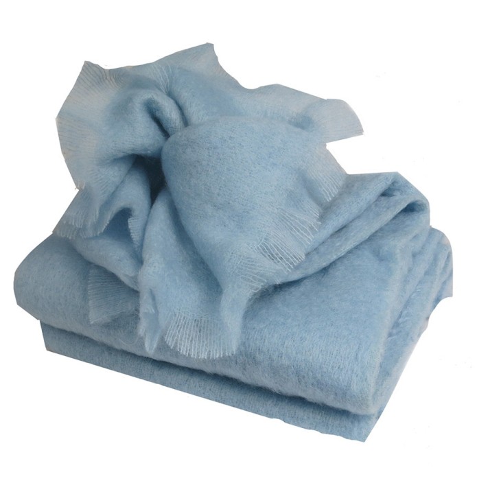 Plaid Mohair 320g/m² Ourson bleu Plaid Mohair 320g/m² Ourson bleu