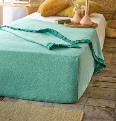 Couverture mi-housse laine Woolmark 350g/m² mousse Ourson