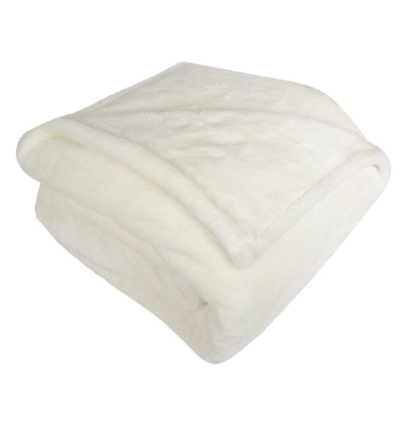 Couverture velours microfibre 380g/m² Velvea blanc Ourson