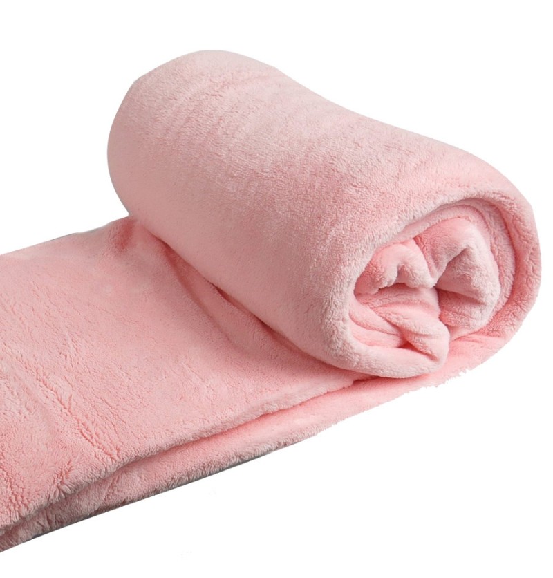Couverture polaire peluche 350g/m² 7 coloris 220x240cm rose - ourson