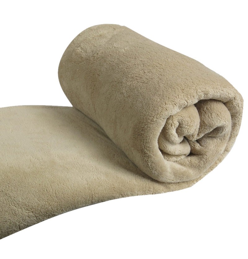 Couverture polaire peluche 350g/m² 7 coloris 220x240cm beige - ourson