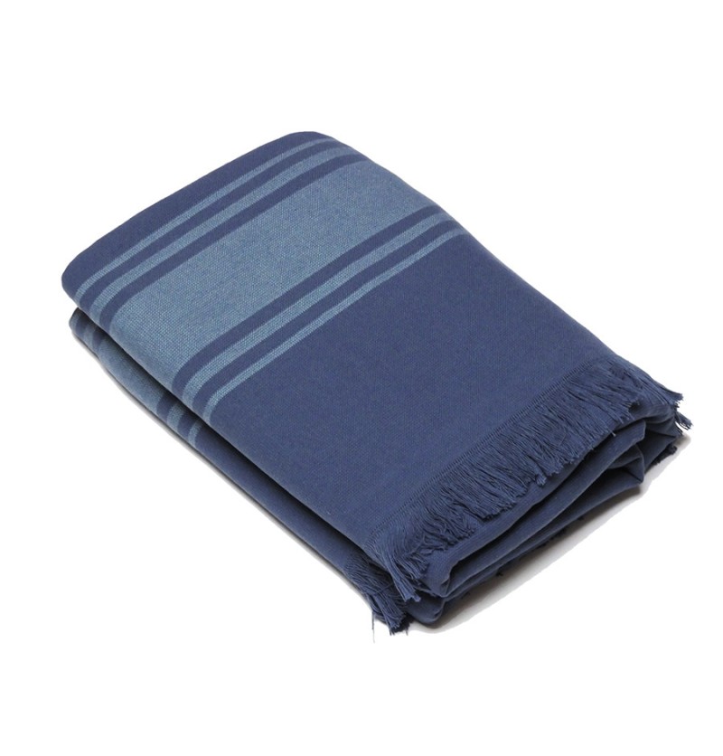 Fouta de plage mykonos indigo - vent du sud