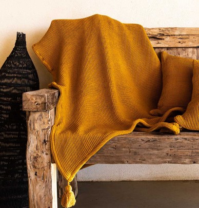 Couvre-lit nid d'abeille Vivace granit Vent du Sud