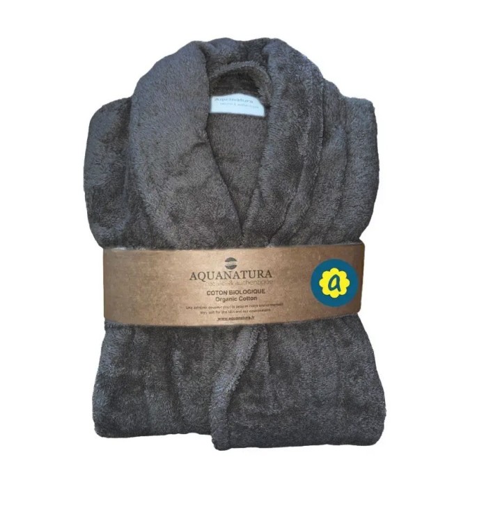 Peignoir coton bio gris Aquanatura