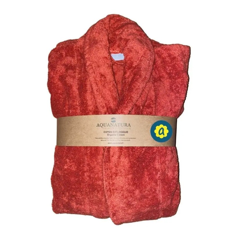 Peignoir coton bio uni 450g/m² 12 coloris paprika s - aquanatura