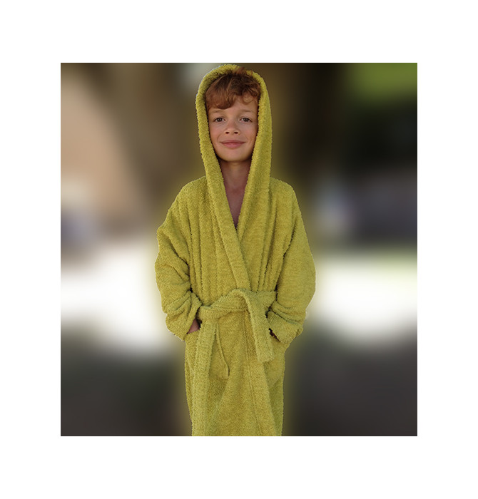 Peignoir De Bain Enfant Personnalisé - Broderie Prénom - 100% Coton Velours - Blanc - Tailles 2 à 14 Ans