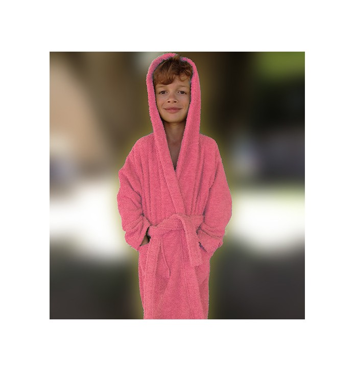 Peignoir enfant coton bio framboise Aquanatura