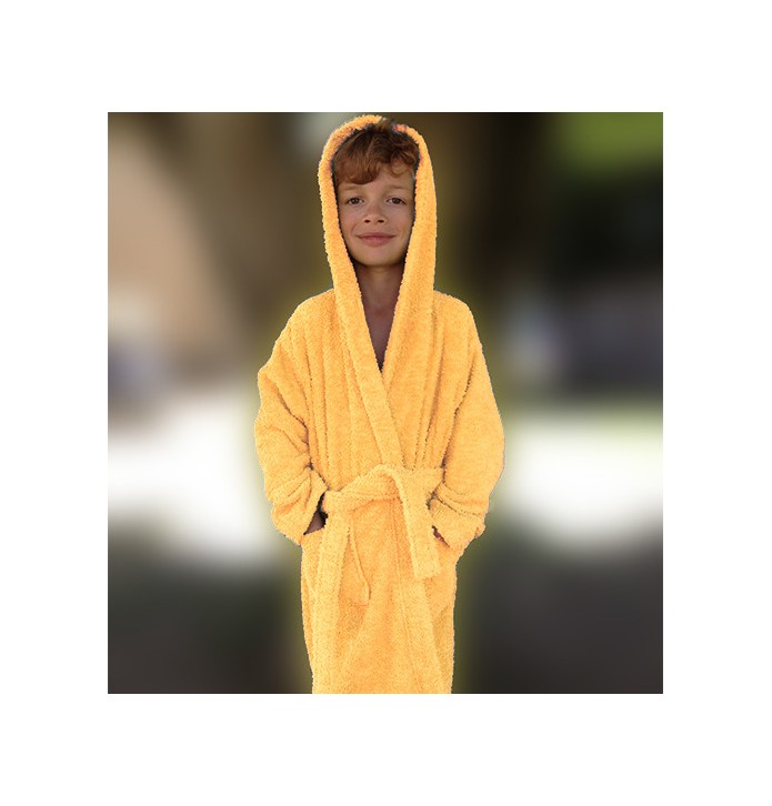 Peignoir enfant coton bio jaune soleil Aquanatura