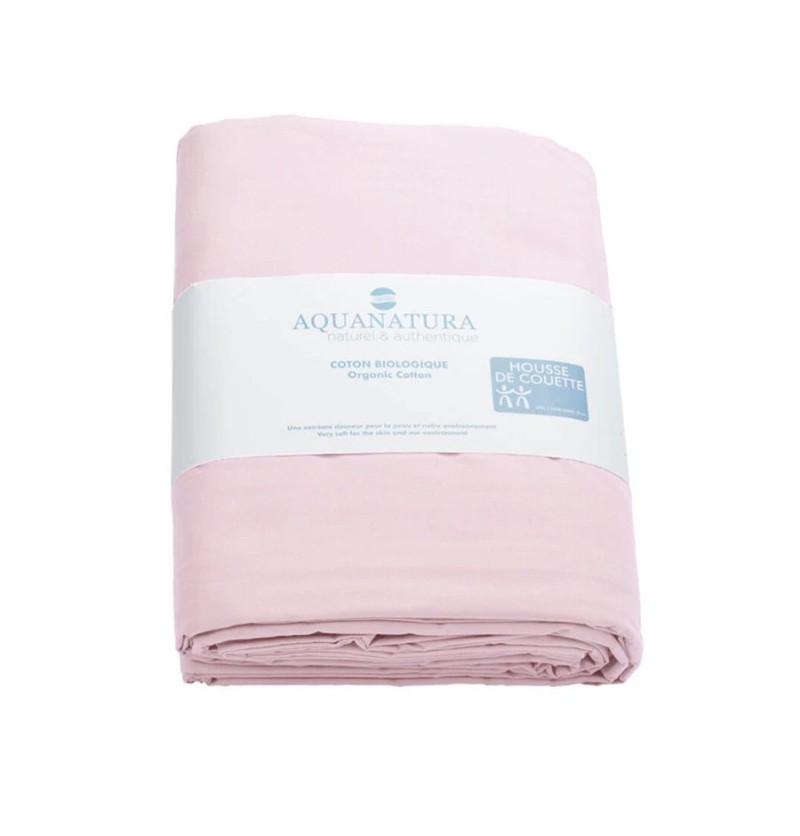 Housse de couette coton bio 8 coloris 240x220cm rose poudré - aquanatura