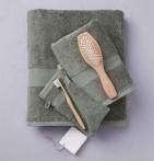 Drap de douche vert vétiver Sylvie Thiriez