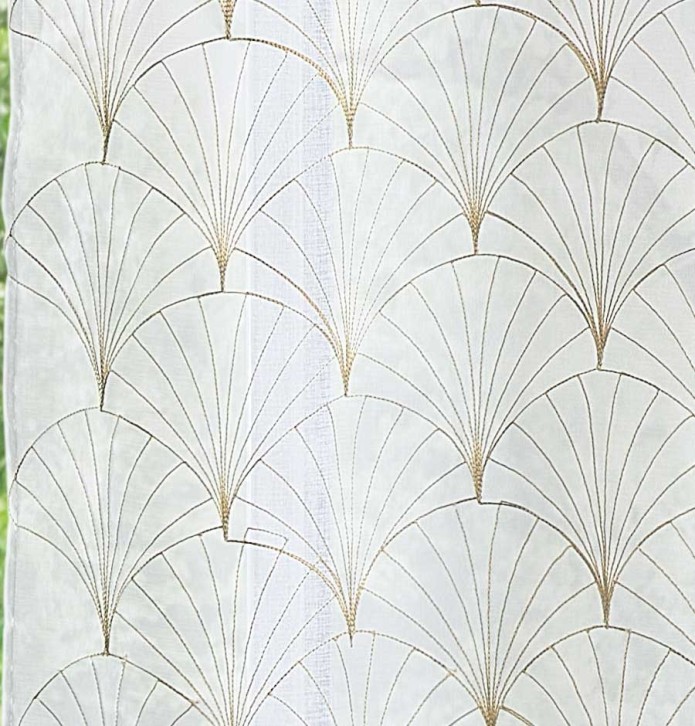 Voilage étamine brodée Louisy beige Qabane - Blancollection