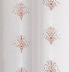 Voilage étamine brodée Plume terracota Qabane - Blancollection