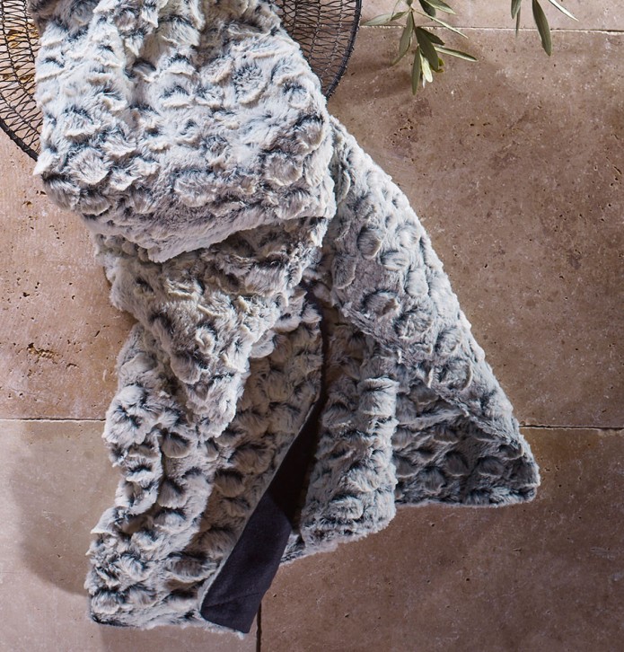 Plaid fausse fourrure Cercle gris Ourson - Blancollection
