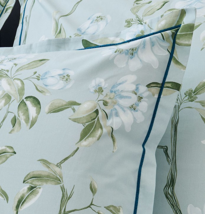 Parure de lit percale Elena nil Tradilinge - Blancollection