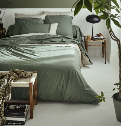 Taie de traversin percale kaki Tradilinge