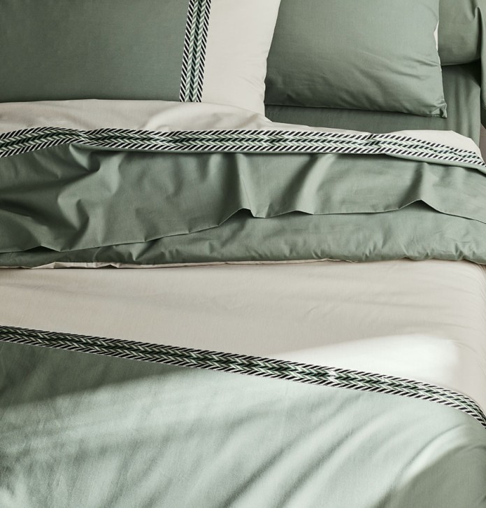 Housse de couette percale Noa kaki Tradilinge - Blancollection