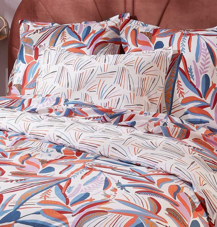 Parure de lit Perroquet salsa Tradilinge - Blancollection